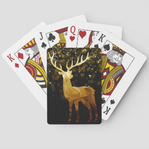 Golden Polygon Geometric Deer Playing Cards