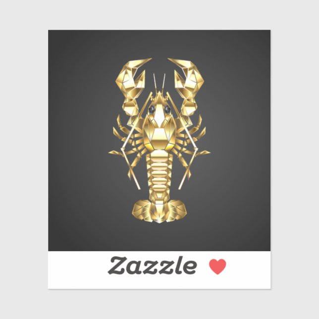 Golden polygonal lobster crawfish on black (Sheet)