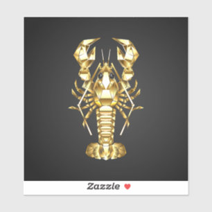 Golden polygonal lobster crawfish on black