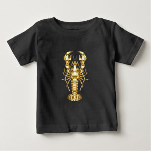 Golden polygonal lobster crawfish on black baby T-Shirt