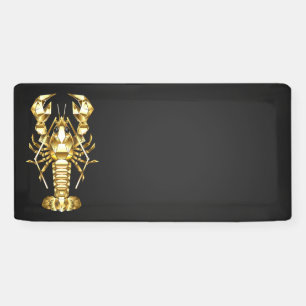 Golden polygonal lobster crawfish on black banner