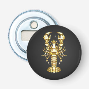Golden polygonal lobster crawfish on black bottle opener