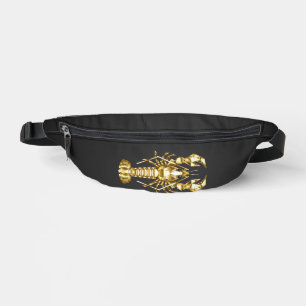 Golden polygonal lobster crawfish on black bum bags