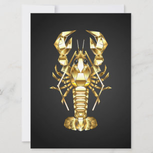 Golden polygonal lobster crawfish on black card