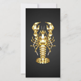 Golden polygonal lobster crawfish on black card