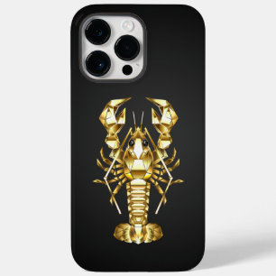 Golden polygonal lobster crawfish on black Case-Mate iPhone 14 pro max case