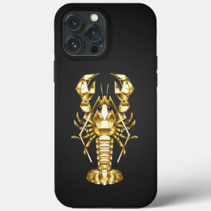 Golden polygonal lobster crawfish on black iPhone 13 pro max case