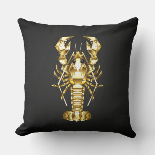 Golden polygonal lobster crawfish on black cushion