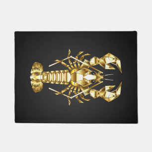 Golden polygonal lobster crawfish on black doormat