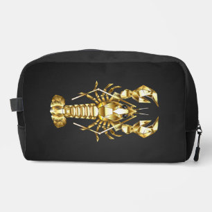 Golden polygonal lobster crawfish on black dopp kit