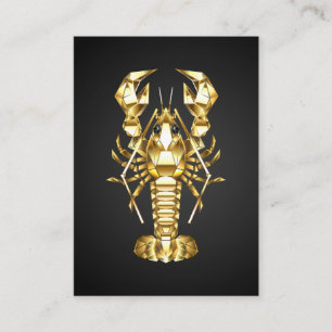 Golden polygonal lobster crawfish on black enclosure card