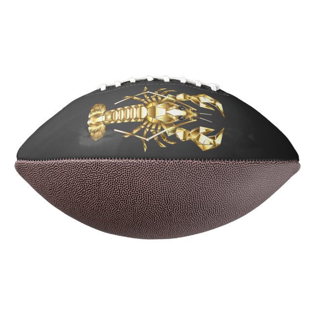 Golden polygonal lobster crawfish on black football (Rotated 270)