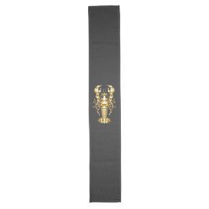 Golden polygonal lobster crawfish on black long table runner