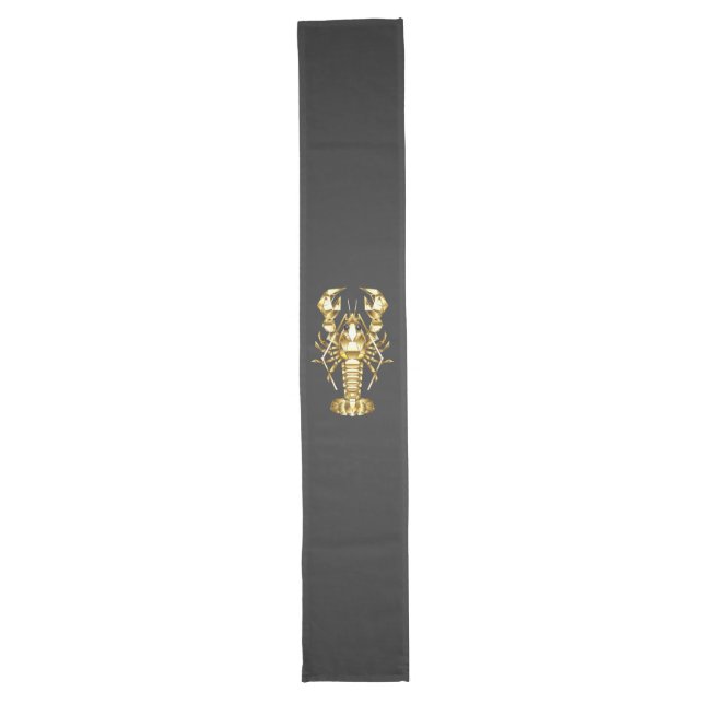 Golden polygonal lobster crawfish on black long table runner (Front)