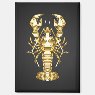 Golden polygonal lobster crawfish on black magnet