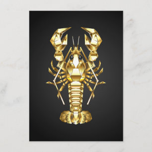 Golden polygonal lobster crawfish on black menu