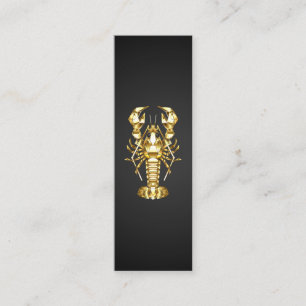 Golden polygonal lobster crawfish on black mini business card