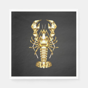 Golden polygonal lobster crawfish on black napkin
