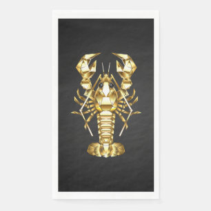 Golden polygonal lobster crawfish on black napkin
