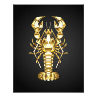 Golden polygonal lobster crawfish on black