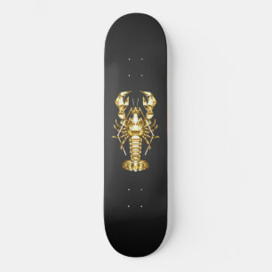 Golden polygonal lobster crawfish on black skateboard
