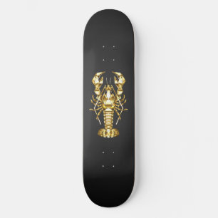 Golden polygonal lobster crawfish on black skateboard