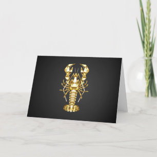 Golden polygonal lobster crawfish on black thank you card