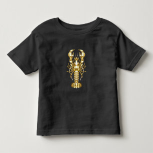 Golden polygonal lobster crawfish on black toddler T-Shirt