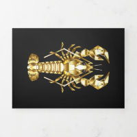 Golden polygonal lobster crawfish on black