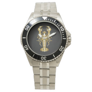 Golden polygonal lobster crawfish on black watch