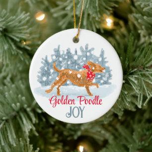 Golden poodle custom ceramic ornament 
