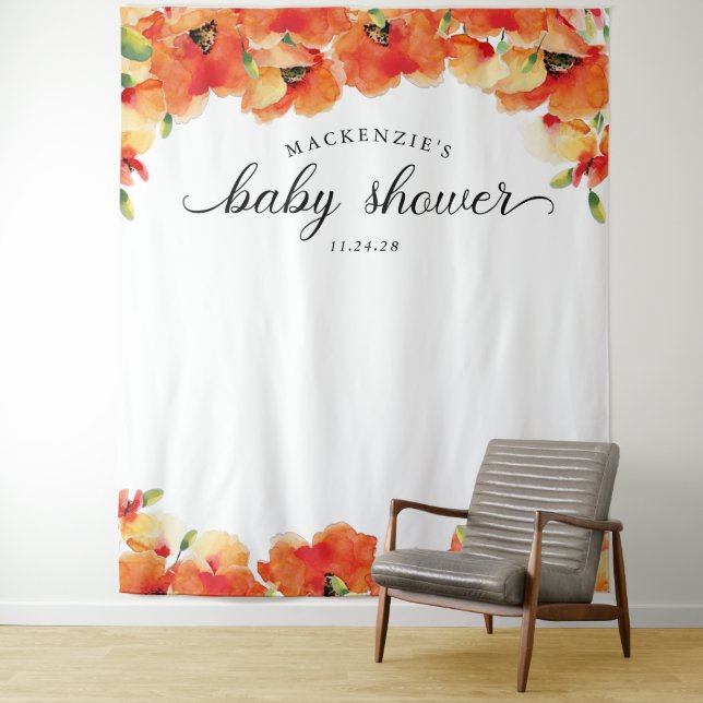 Golden Poppy Baby Shower Tapestry (In Situ)