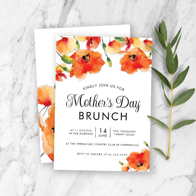 Golden Poppy Mother's Day Brunch Invitation (Creator Uploaded)