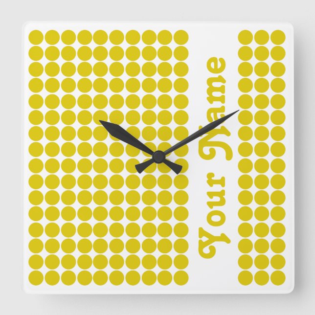 Golden Poppy Safari Dot with name Square Wall Clock (Front)