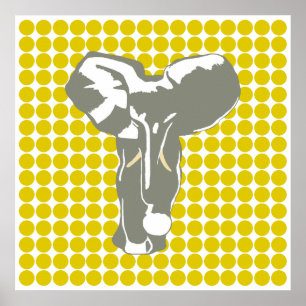 Golden Poppy Safari Dot with Pop Art Elephant Poster