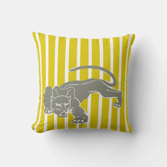 Golden Poppy Safari Stripe Pillow with Leopard (Front)