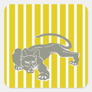 Golden Poppy Safari Stripe with Leopard Square Sticker