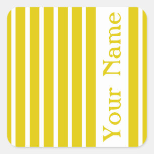 Golden Poppy Safari Stripe with name Square Sticker