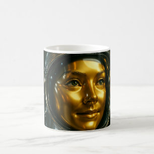 Golden portrait woman face coffee mug