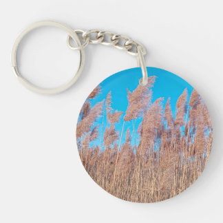 Golden Prairie Grasses Nature Photo Keychain 