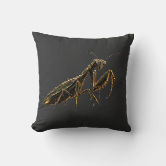 Golden Praying Mantis Black & Gold Cushion