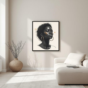 Golden Presence – Modern Portrait Art VI Poster