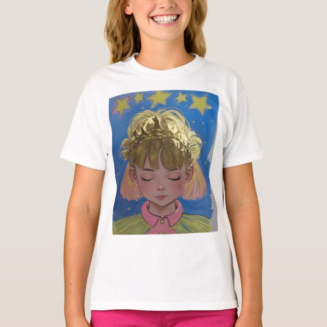 Golden Princess Star Design T-Shirt (Front)