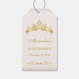 Golden princess Tiara Quinceanera Gift Tags