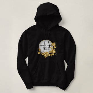 golden printing with text hoodie