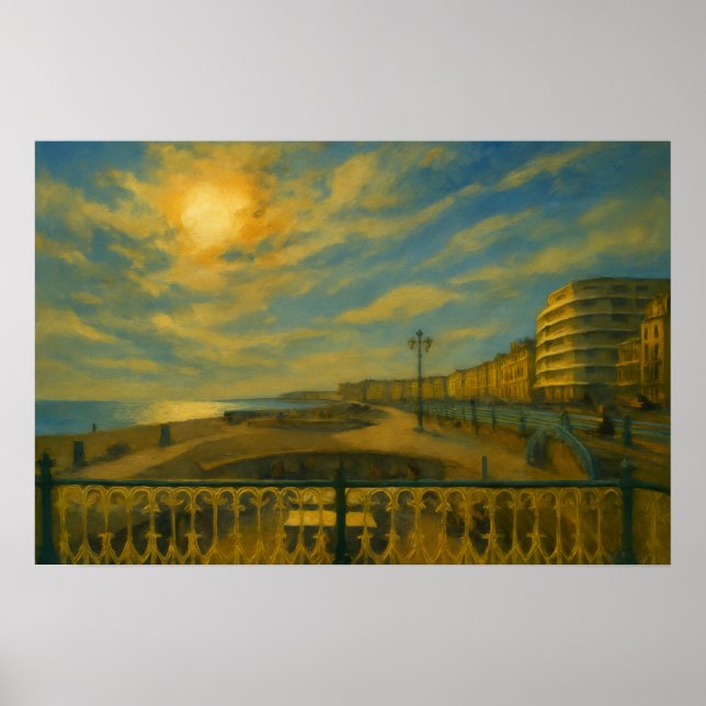 Golden Promenade – Brighton Seafront Sunset Poster (Front)