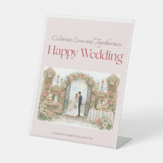 Golden Promise Wedding Pedestal Sign 