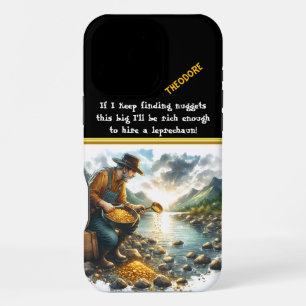 Golden prospecting by the riverside at dawn iPhone 16 pro max case