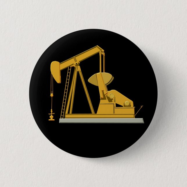Golden Pumpjack 6 Cm Round Badge (Front)