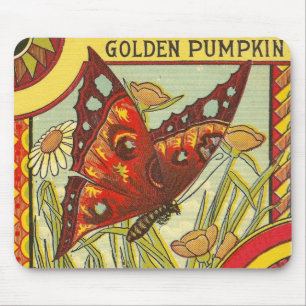 Golden Pumpkin Crate Label - Mousepad